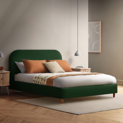 An Image of Silentnight Fara Bed Frame, Velvet Hunter Green