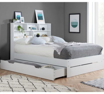 An Image of Alfie - Single - Bookcase Storage Bed - Underbed Storage - White - Wooden - 3ft - Happy Beds