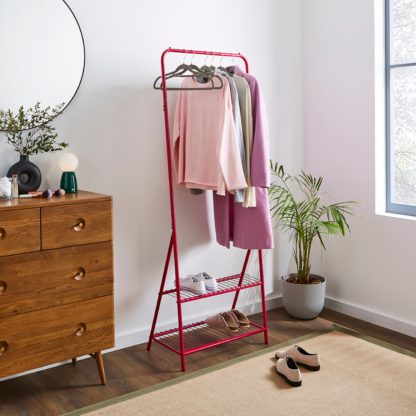 An Image of Elements Adley Clothes Rail with Shelf Blue