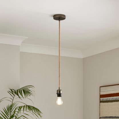 An Image of Fentress Jute Pendant Flex Ceiling Light Silver