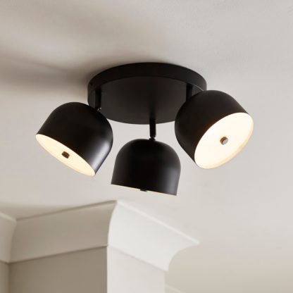 An Image of Keko 3 Light Adjustable Flush Spotlight Black