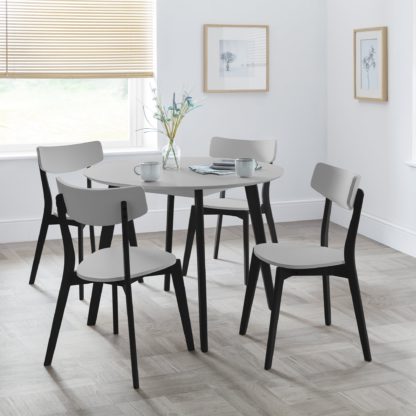 An Image of Casa 4 Seater Rectangular Dining Table, Grey and Black Grey