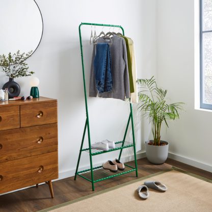 An Image of Elements Adley Clothes Rail with Shelf Blue