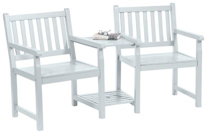 An Image of Greenhurst Danesford Wooden Garden Love Seats - Grey