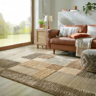 An Image of Jute Braided Patchwork Rug Natural