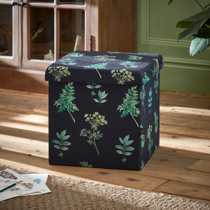 An Image of Marsh Botanical Cube Ottoman Black