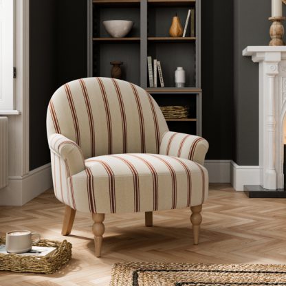 An Image of Petit Armchair, Folkstone Stripe Folkstone Stripe Terracotta