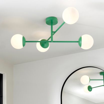 An Image of Tela 4 Light Semi Flush Bathroom Ceiling Light Green