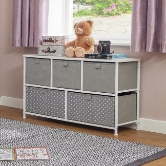 An Image of Liberty House Kids 5 Drawer Fabric Box Unit - White