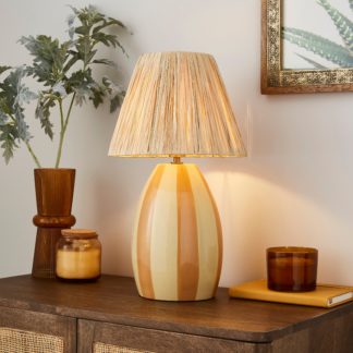 An Image of Mirabelle Oval Striped Table Lamp MultiColoured