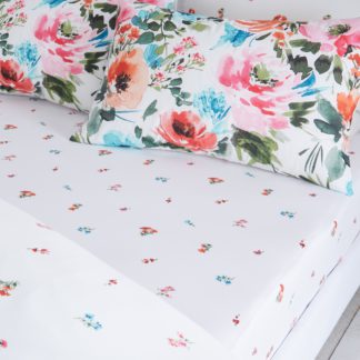 An Image of Malin Stem Blooms 100% Cotton Fitted Sheet MultiColoured