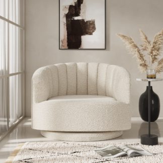 An Image of Elena Scalloped Swivel Chair Ivory