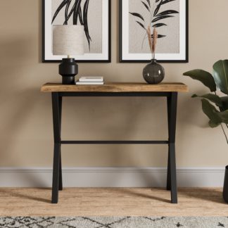 An Image of Ezra Console Table, Rustic Wood Effect Rustic Oak Effect