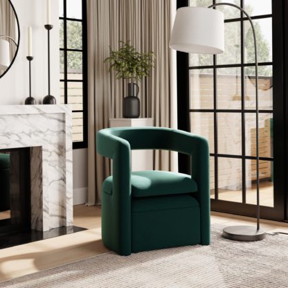 An Image of Tallie Velvet Storage Accent Chair Bottle (Green)