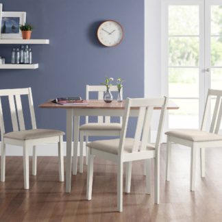 An Image of Rufford 4 Seater Two-Tone Dining Table, Ivory Ivory