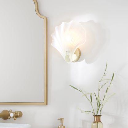 An Image of Shell Coastal Bathroom Wall Light Gold