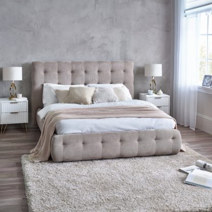 An Image of Odette Light Taupe Fabric Hotel Bed - 5ft King Size