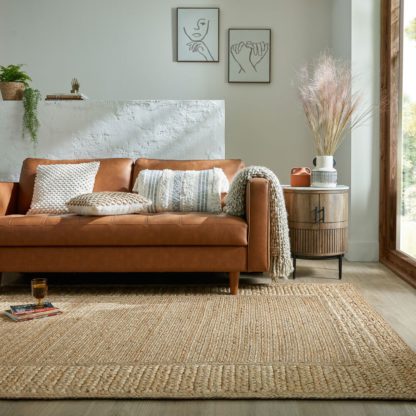 An Image of Jute Braid Border Rug Natural