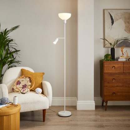 An Image of Industrial Mother & Child Adjustable Floor Lamp Brushed Gold