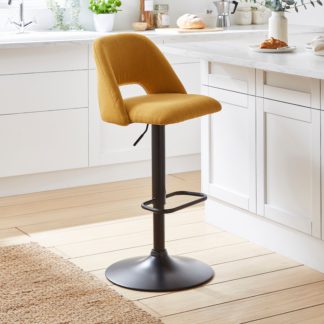 An Image of Jonas Adjustable Height Bar Stool, Fabric Ochre