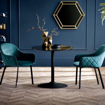 An Image of Nero 4 Seater Round Dining Table, 80cm Black