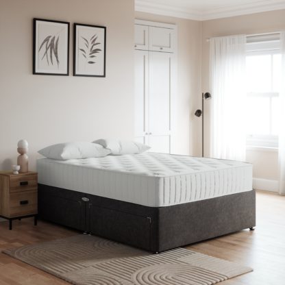 An Image of Essentials Divan Base, Chenille Dark Grey