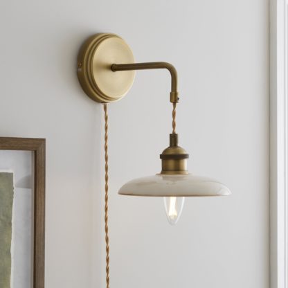 An Image of Churchgate Fawsley Fern Industrial Plug In Wall Light Off-White