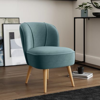 An Image of Elsie Cocktail Chair, Velvet Pacific Blue