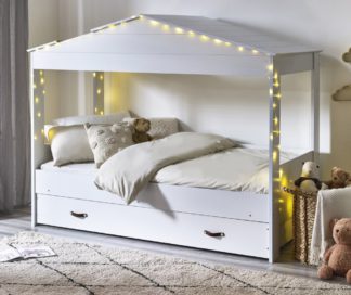 An Image of Hazel – Single – House - Themed Kids Bed – White – Wooden – 3ft - Happy Beds