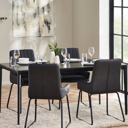 An Image of Miami 4 Seater Square Dining Table, Stone Grey