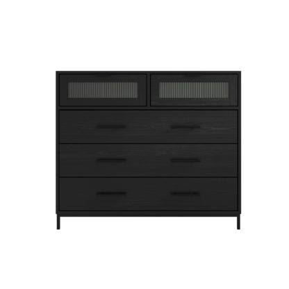 An Image of Edison 5 Drawer Chest, Matte Black Black