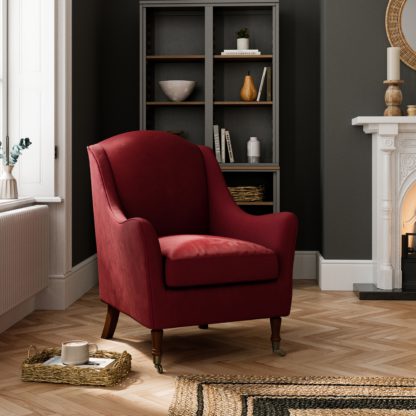 An Image of Harriet Winged Armchair, Velvet Mulberry