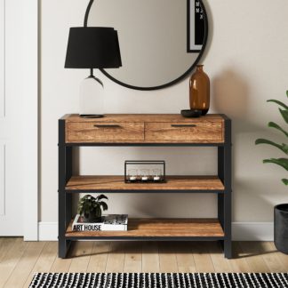 An Image of Freddie Console Table Rustic Oak Effect