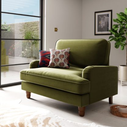 An Image of Beatrice Snuggle Sofa, Velvet Olive