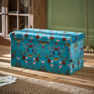 An Image of Tropical Kaleidoscope Rectangle Ottoman Blue