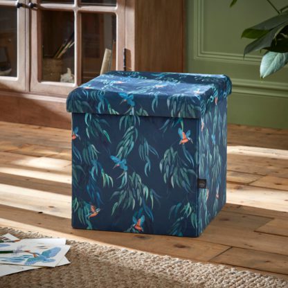 An Image of Kingfisher Cube Ottoman Teal (Blue)