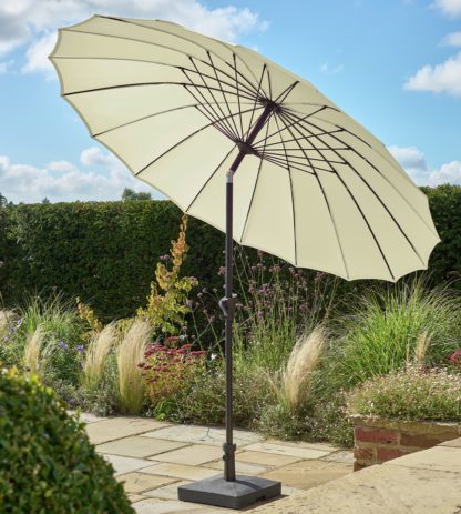 An Image of Norfolk Leisure Geisha 2.5m Tilting Garden Parasol - Taupe