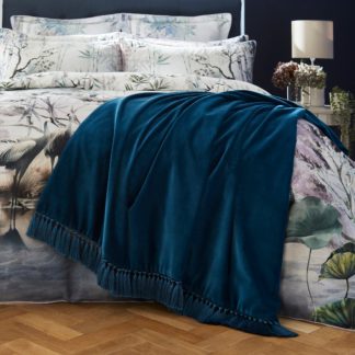 An Image of Dorma Burford Tassel Throw Teal (Blue)