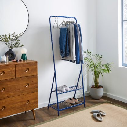 An Image of Elements Adley Clothes Rail with Shelf Blue