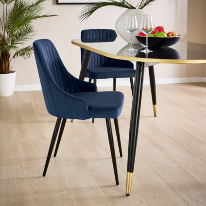 An Image of Shea Set of 2 Dining Chairs, Velvet Black