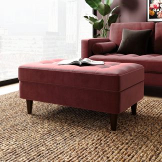 An Image of Zoe Velvet Footstool Mulberry