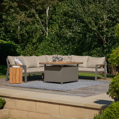 An Image of Stockholm Corner Set with Fire Pit Table Grey