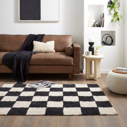 An Image of Vintage Checkerboard Rug Sage