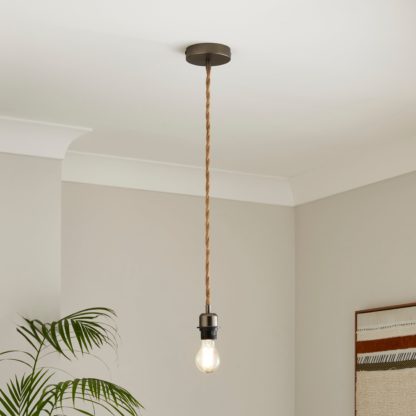 An Image of Fentress Twisted Jute Pendant Flex Ceiling Light Silver