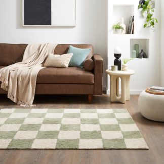 An Image of Vintage Checkerboard Rug Sage