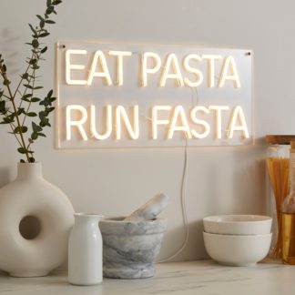 An Image of Eat Pasta Run Fasta Neon Sign Clear