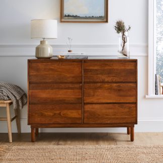 An Image of Brannock 6 Drawer Chest, Mid Stained Mango Wood Brown