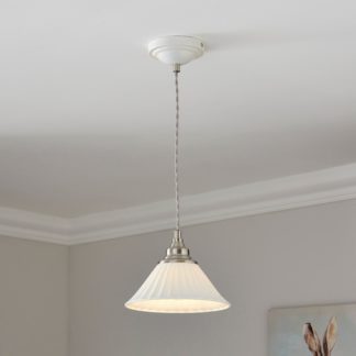 An Image of Lilbourne Ribbed Ceramic Pendant Light White