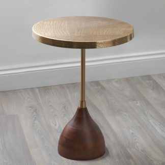 An Image of Caiman Antique Brass Croc Effect Side Table Brass