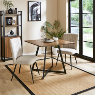 An Image of Brayden 4 Seater Square Dining Table, Parquet Effect Brown